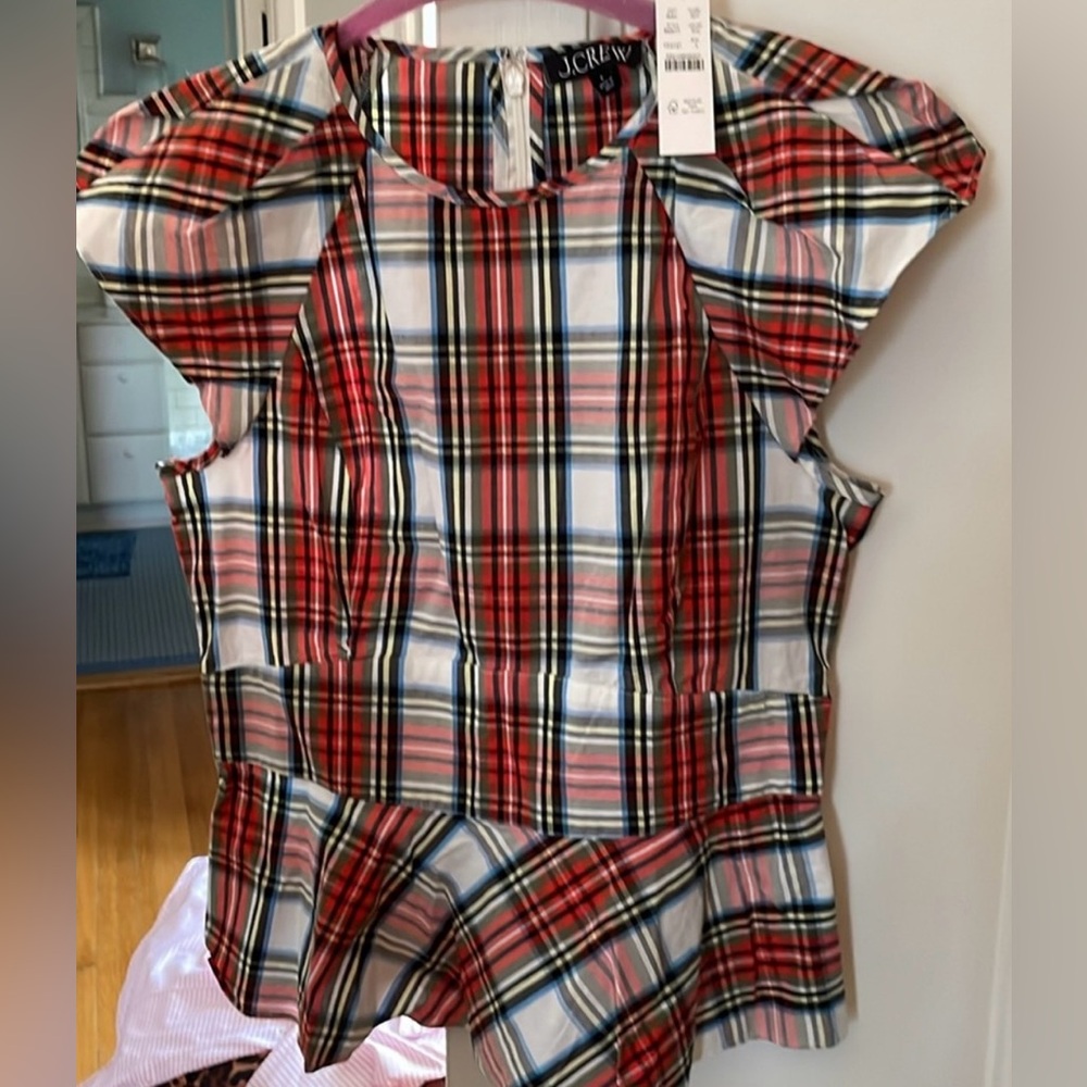 J. Crew peplum NWT tartan top holiday 4